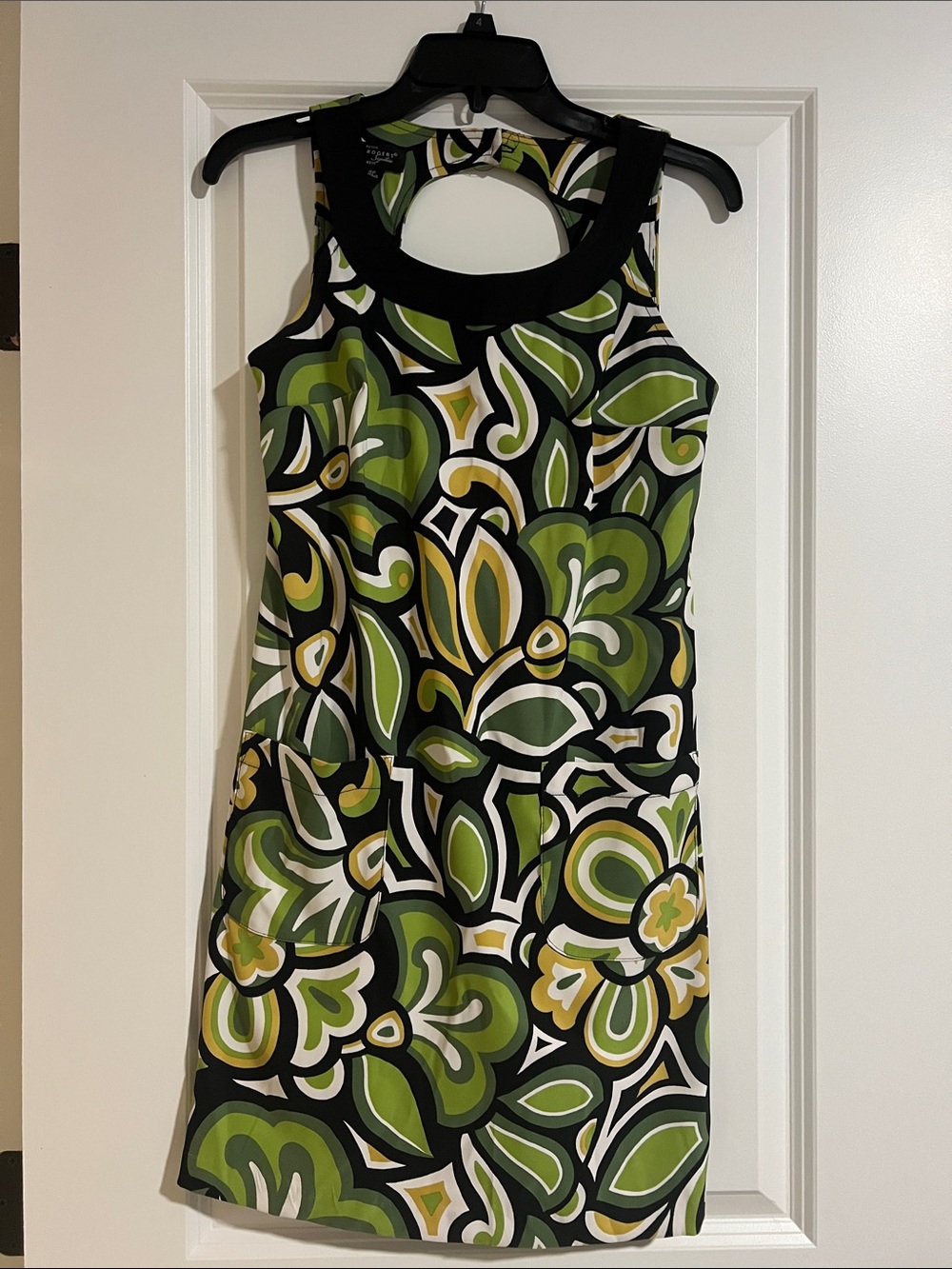 Kim Rogers Black and Green Patterned Mini Dress